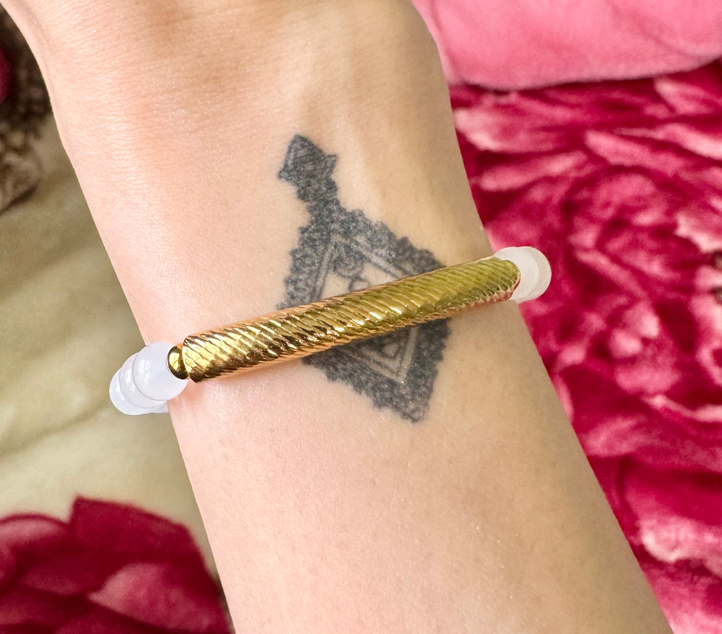 White Bead Bangle