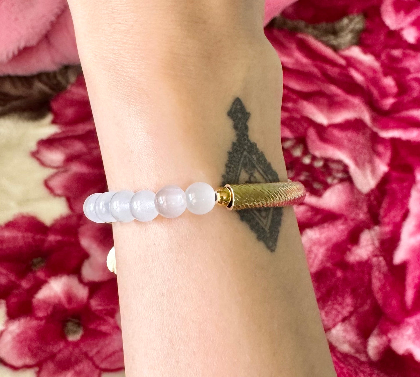 White Bead Bangle